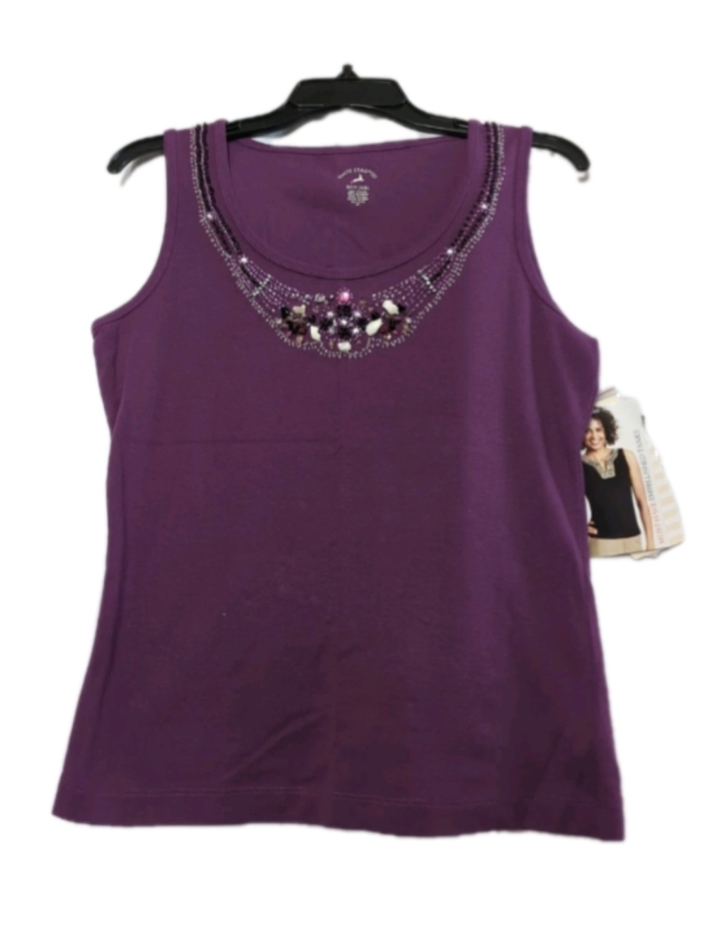 White Stag Tee Embellished Tank Top NWT Size Small Sleeveless